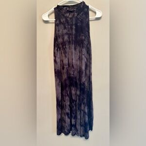 Ginger G Black and Gray Sleeveless Tie-Dye Dress Small